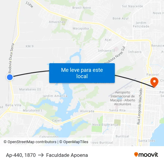 Ap-440, 1870 to Faculdade Apoena map
