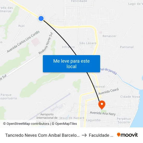 Tancredo Neves Com Aníbal Barcelos | Sentido Oeste to Faculdade Apoena map