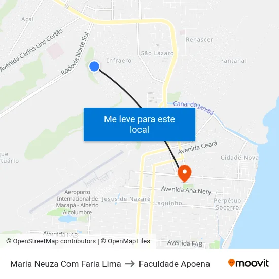 Maria Neuza Com Faria Lima to Faculdade Apoena map
