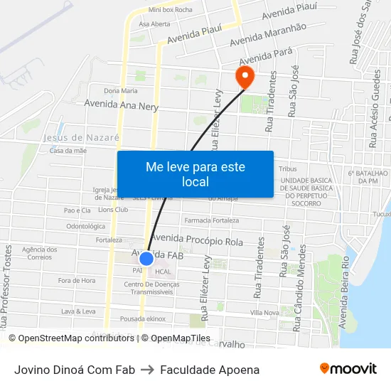 Jovino Dinoá Com Fab to Faculdade Apoena map