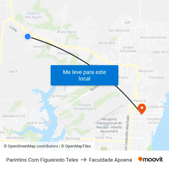 Parintins Com Figueiredo Teles to Faculdade Apoena map