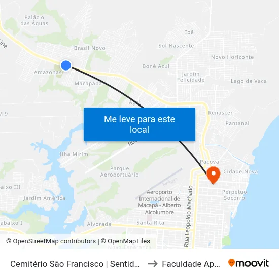 Cemitério São Francisco | Sentido Oeste to Faculdade Apoena map