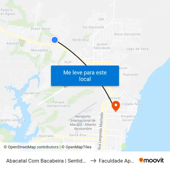 Abacatal Com Bacabeira | Sentido Norte to Faculdade Apoena map