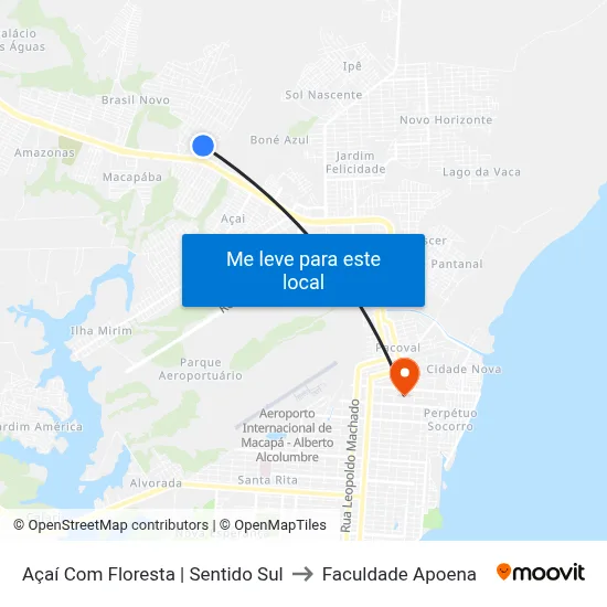 Açaí Com Floresta | Sentido Sul to Faculdade Apoena map