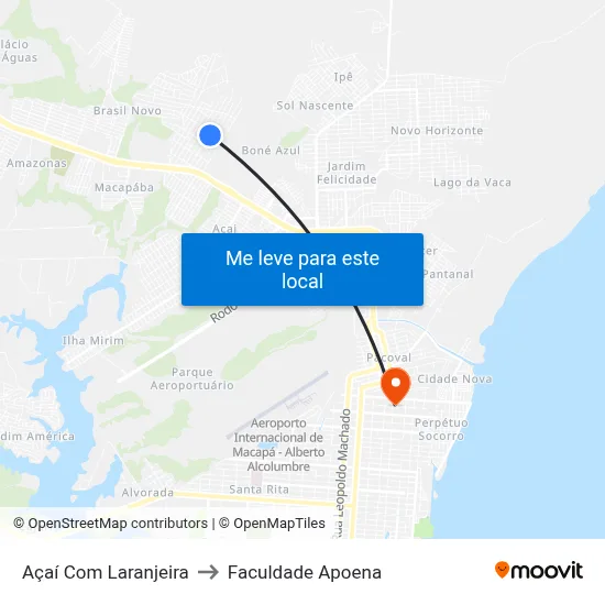 Açaí Com Laranjeira to Faculdade Apoena map