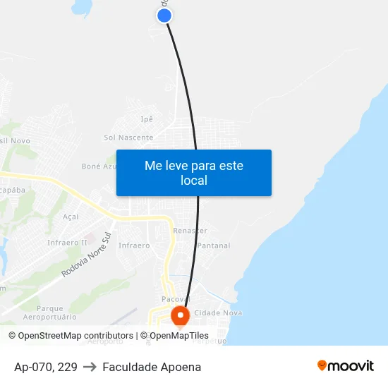 Ap-070, 229 to Faculdade Apoena map