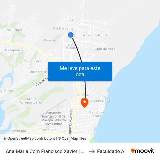 Ana Maria Com Francisco Xavier | Sentido Leste to Faculdade Apoena map