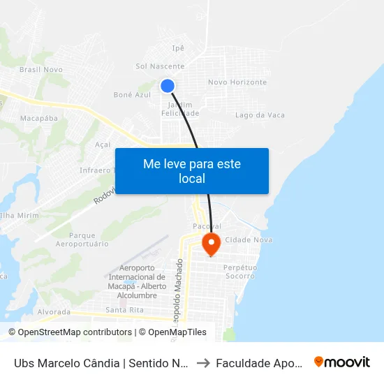 Ubs Marcelo Cândia | Sentido Norte to Faculdade Apoena map