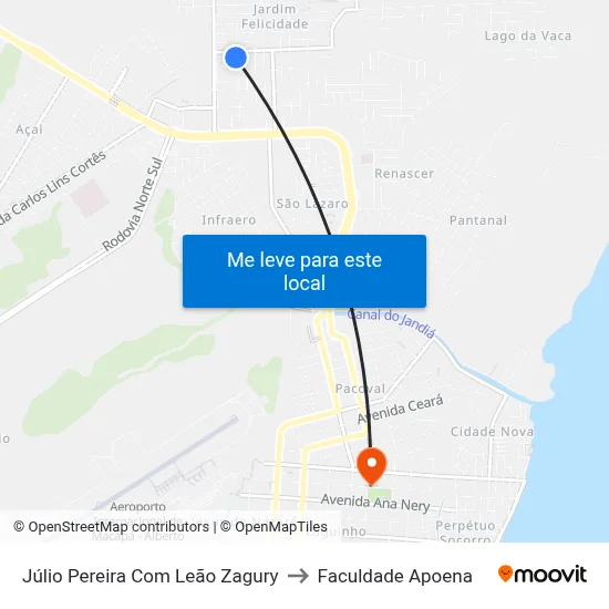 Júlio Pereira Com Leão Zagury to Faculdade Apoena map
