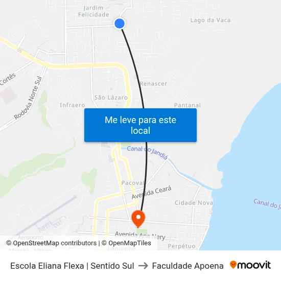 Escola Eliana Flexa | Sentido Sul to Faculdade Apoena map