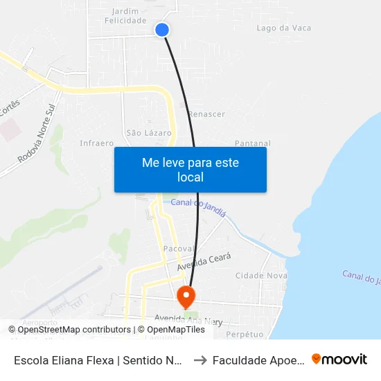 Escola Eliana Flexa | Sentido Norte to Faculdade Apoena map