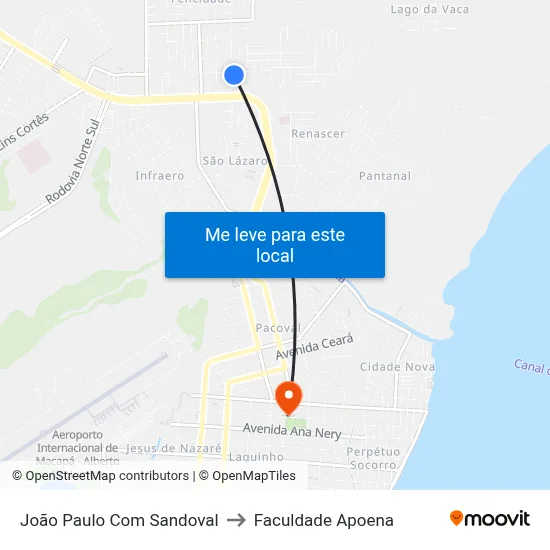 João Paulo Com Sandoval to Faculdade Apoena map