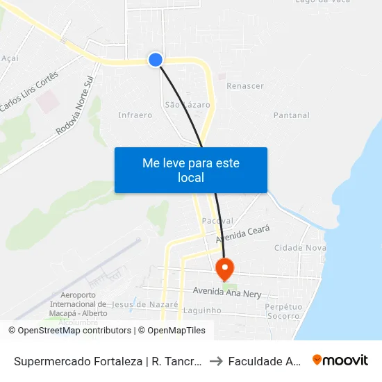 Supermercado Fortaleza | R. Tancredo Neves to Faculdade Apoena map
