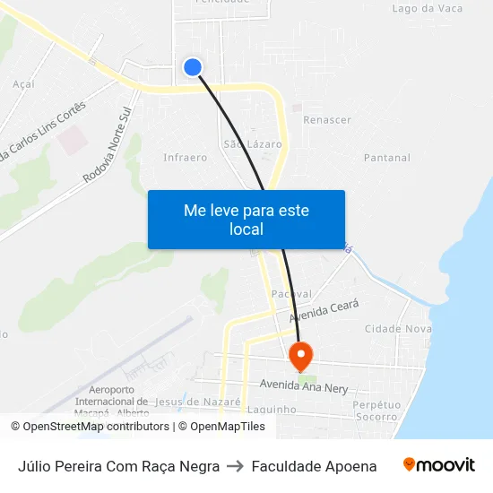 Júlio Pereira Com Raça Negra to Faculdade Apoena map