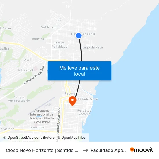 Ciosp Novo Horizonte | Sentido Norte to Faculdade Apoena map