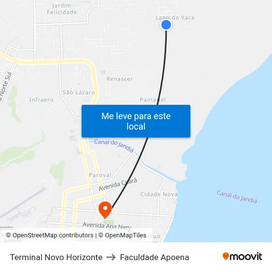 Terminal Novo Horizonte to Faculdade Apoena map