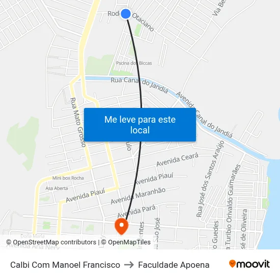 Calbi Com Manoel Francisco to Faculdade Apoena map