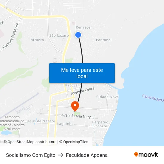 Socialismo Com Egito to Faculdade Apoena map