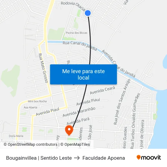 Bougainvillea | Sentido Leste to Faculdade Apoena map