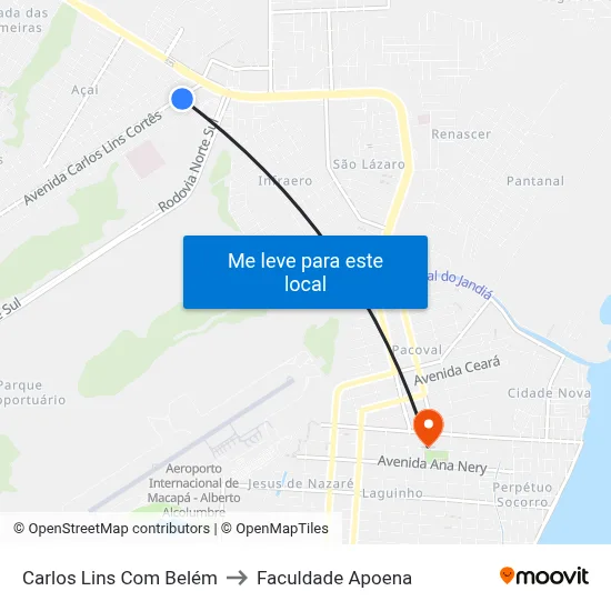 Carlos Lins Com Belém to Faculdade Apoena map