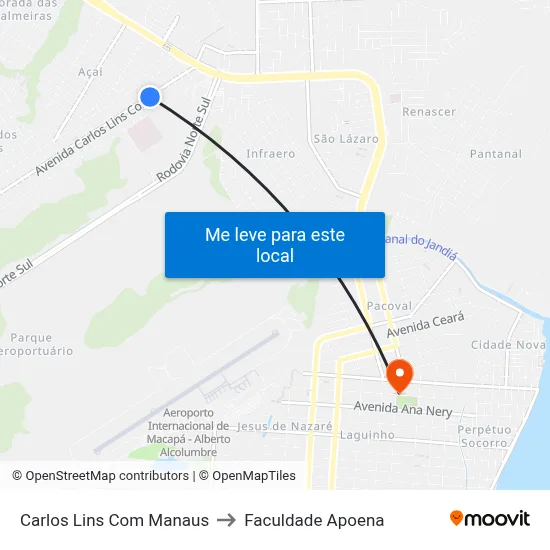 Carlos Lins Com Manaus to Faculdade Apoena map