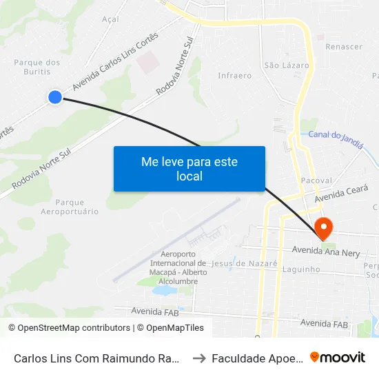 Carlos Lins Com Raimundo Ramos to Faculdade Apoena map