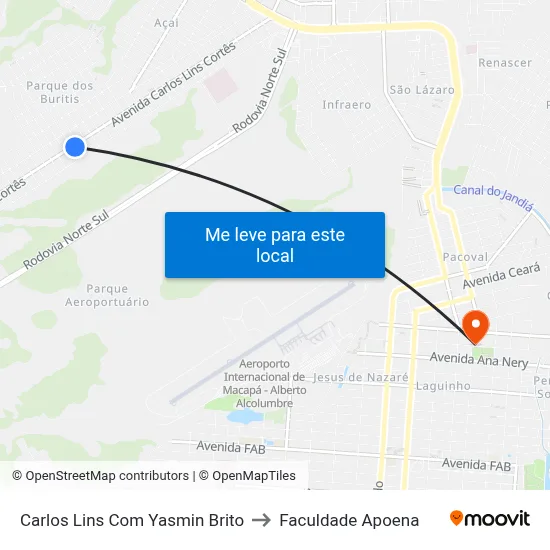 Carlos Lins Com Yasmin Brito to Faculdade Apoena map