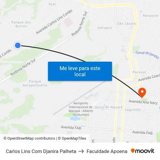 Carlos Lins Com Djanira Palheta to Faculdade Apoena map
