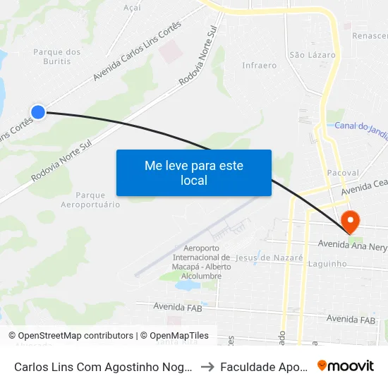 Carlos Lins Com Agostinho Nogueira to Faculdade Apoena map