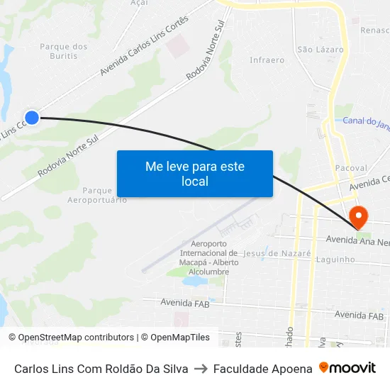 Carlos Lins Com Roldão Da Silva to Faculdade Apoena map