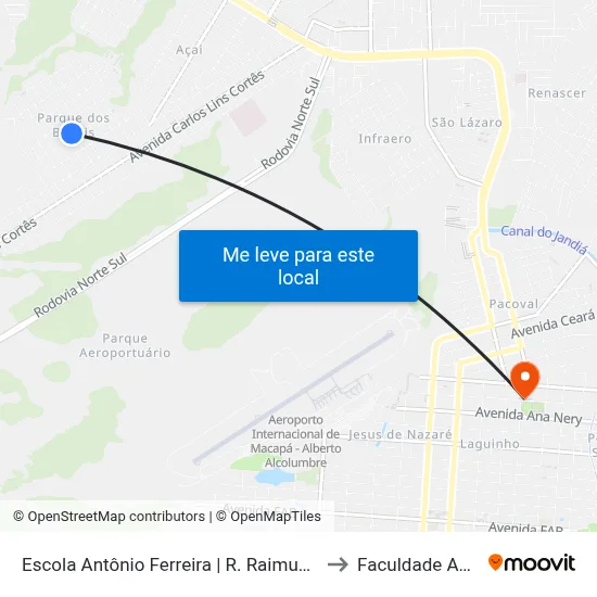 Escola Antônio Ferreira | R. Raimundo Ramos to Faculdade Apoena map