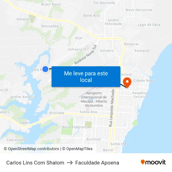 Carlos Lins Com Shalom to Faculdade Apoena map