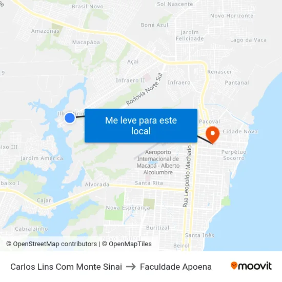 Carlos Lins Com Monte Sinai to Faculdade Apoena map