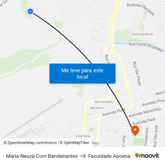 Maria Neuza Com Bandeirantes to Faculdade Apoena map