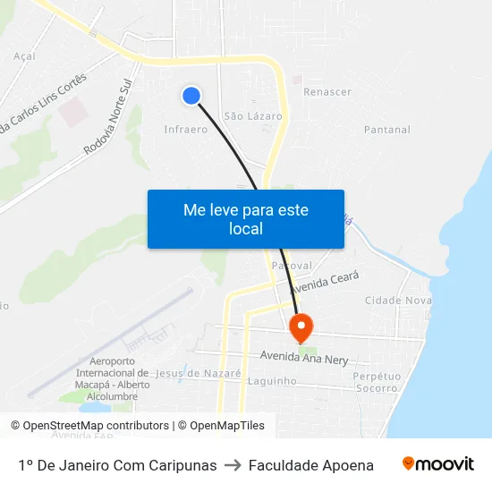 1º De Janeiro Com Caripunas to Faculdade Apoena map