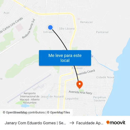 Janary Com Eduardo Gomes | Sentido Sul to Faculdade Apoena map
