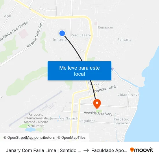 Janary Com Faria Lima | Sentido Norte to Faculdade Apoena map