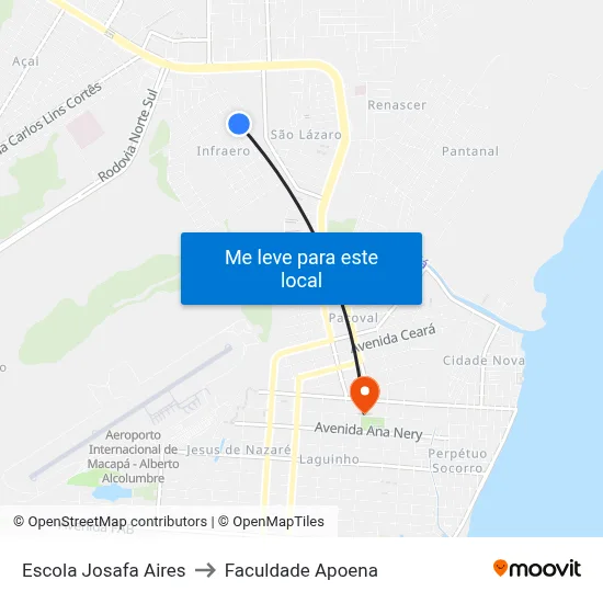 Escola Josafa Aires to Faculdade Apoena map
