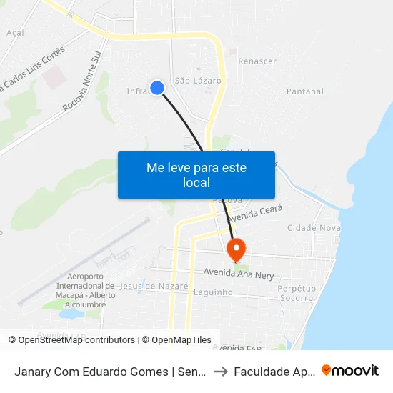 Janary Com Eduardo Gomes | Sentido Norte to Faculdade Apoena map