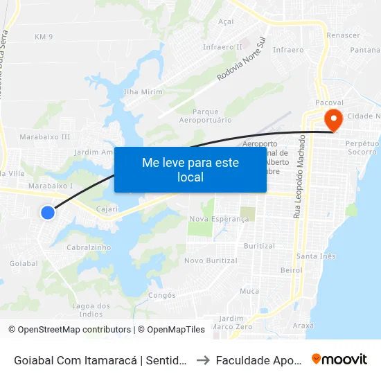 Goiabal Com Itamaracá | Sentido Sul to Faculdade Apoena map