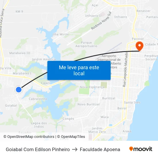 Goiabal Com Edilson Pinheiro to Faculdade Apoena map
