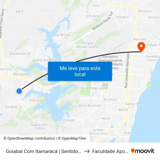 Goiabal Com Itamaracá | Sentido Norte to Faculdade Apoena map