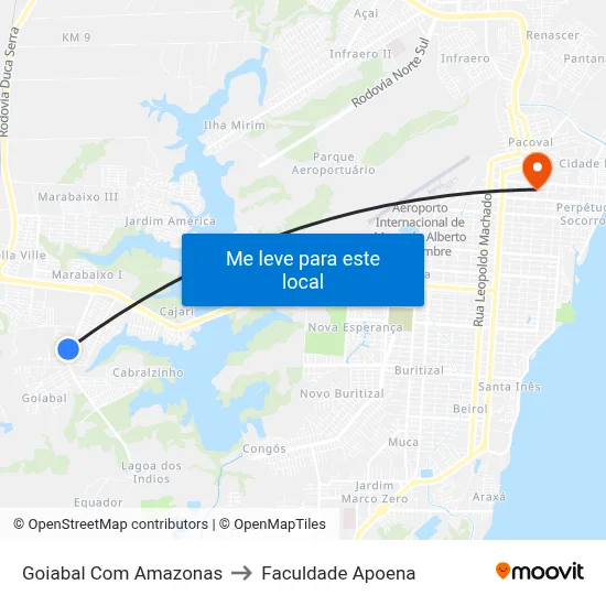 Goiabal Com Amazonas to Faculdade Apoena map