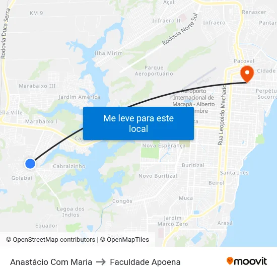Anastácio Com Maria to Faculdade Apoena map