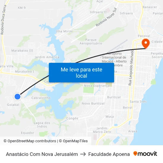 Anastácio Com Nova Jerusalém to Faculdade Apoena map