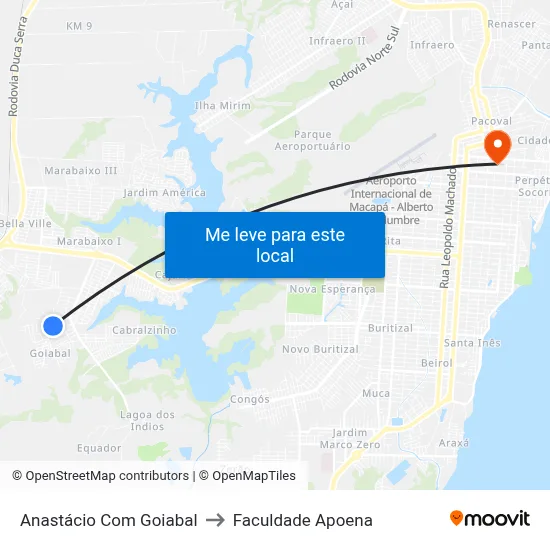 Anastácio Com Goiabal to Faculdade Apoena map