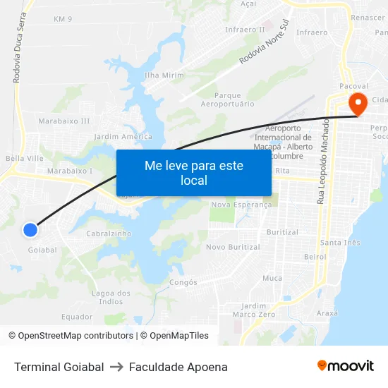 Terminal Goiabal to Faculdade Apoena map