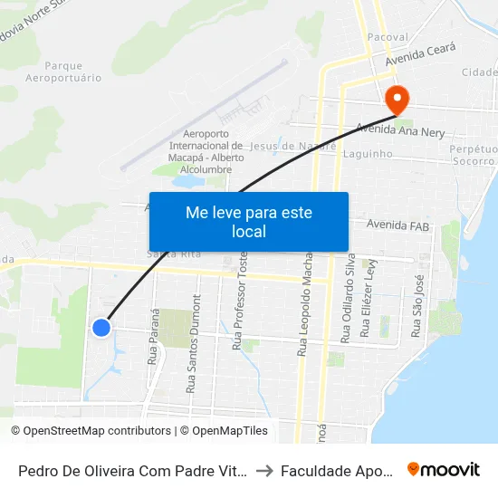 Pedro De Oliveira Com Padre Vitório to Faculdade Apoena map