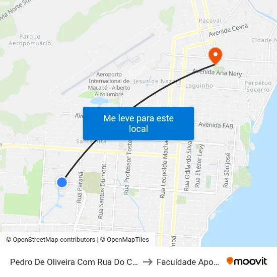 Pedro De Oliveira Com Rua Do Canal to Faculdade Apoena map
