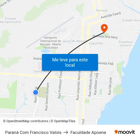 Paraná Com Francisco Valois to Faculdade Apoena map